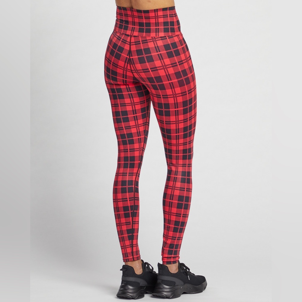 Beach‎ Riot Women's Piper Legging Pull On Merry Plaid Black Red Small